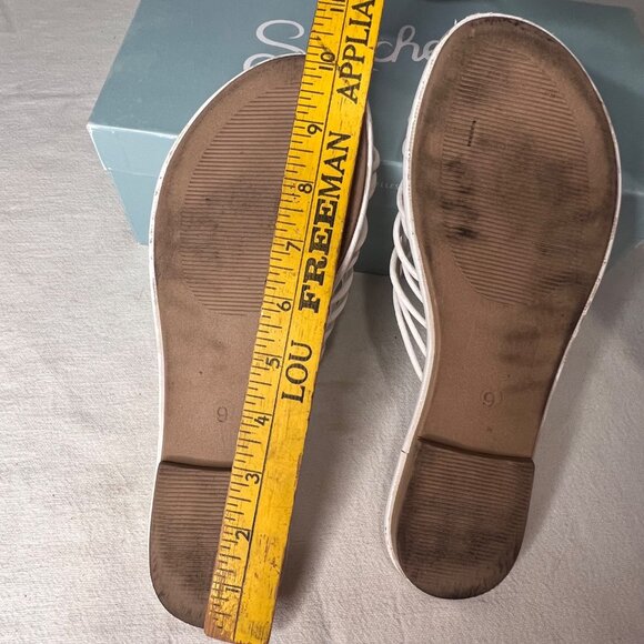 Seychelles-Lulus Size 9 White Leather Knotted Strap Slip-On Sandals Comfort - Picture 11 of 16